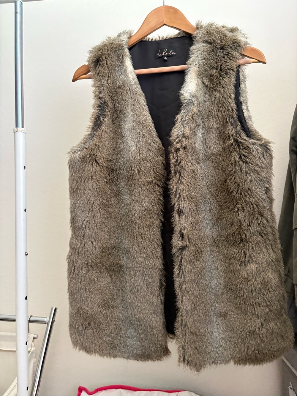 Talula Sleeveless Faux Fur Vest in Taupe Brown